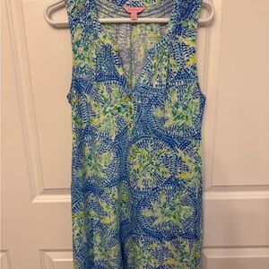 Vibrant Sleeveless Blue and Green Dress